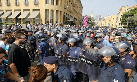 refuerzos de la Policía en el centro de Beirut